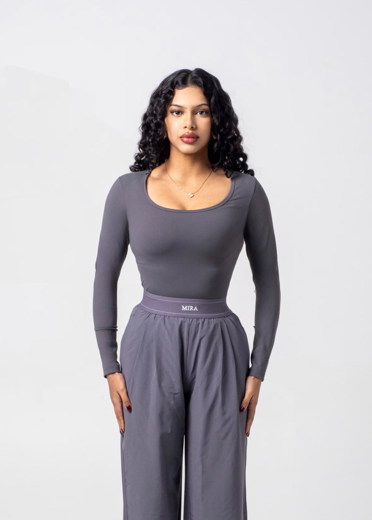 AURA Scoop Neck Top - Slate