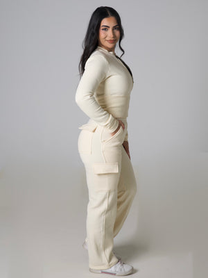 Contour Cargo Sweatpants - Vanilla