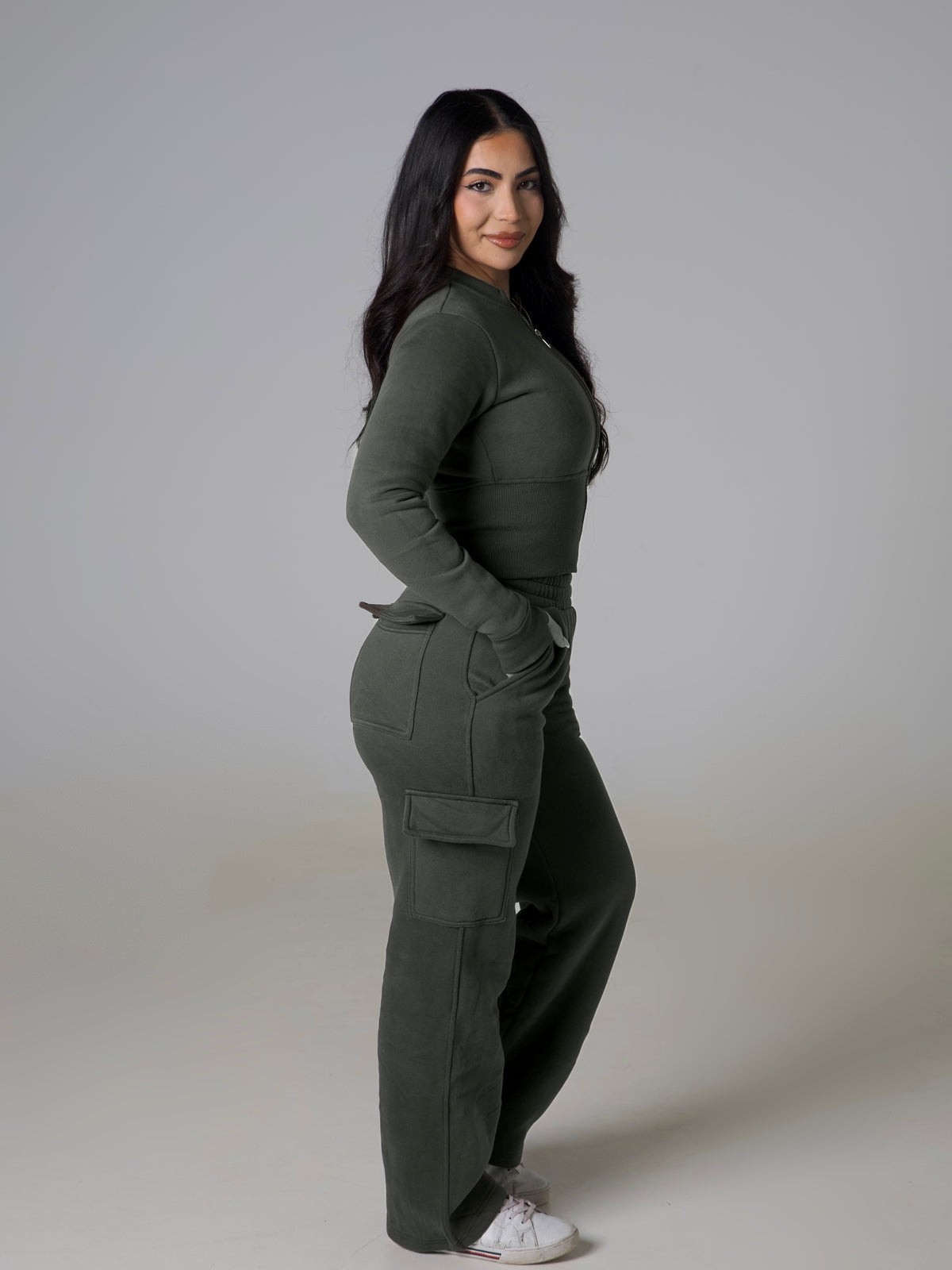Contour Sculpt Zip Jacket - Khaki