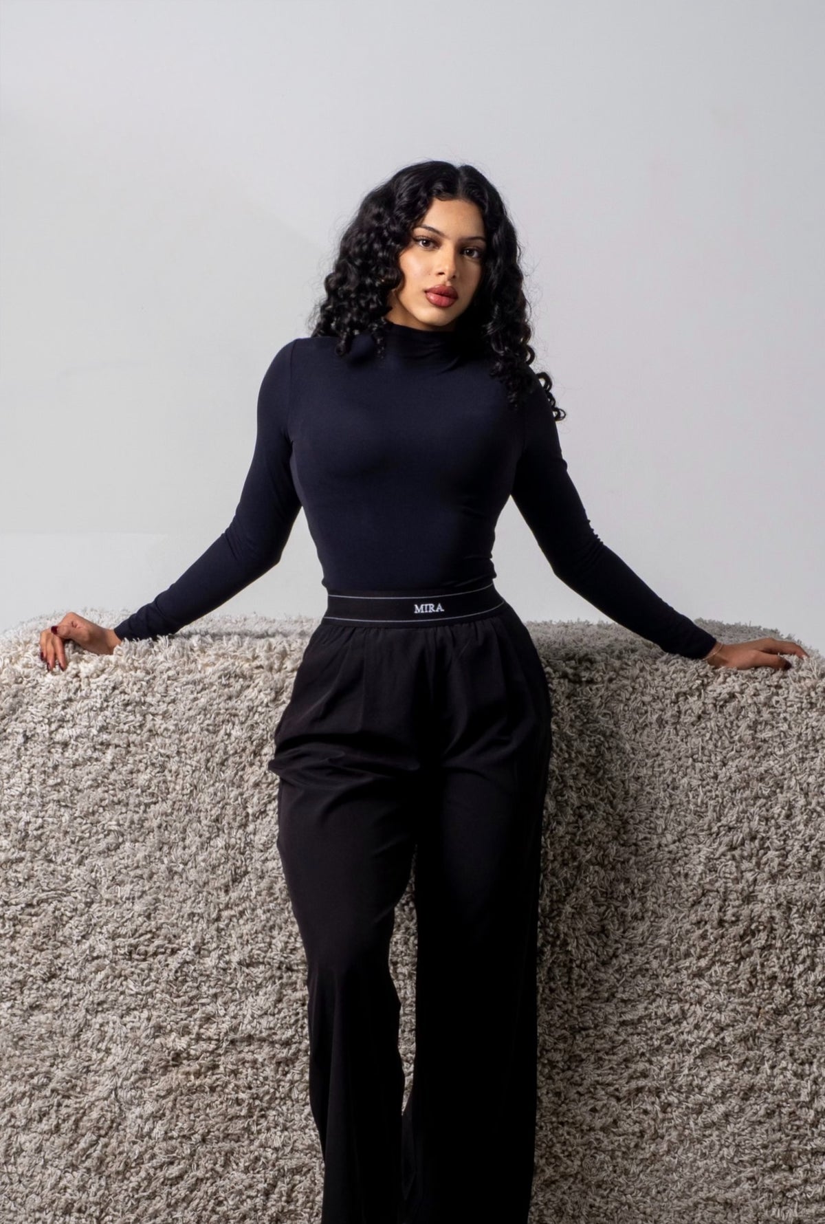 Aura Mock Neck Top - Midnight