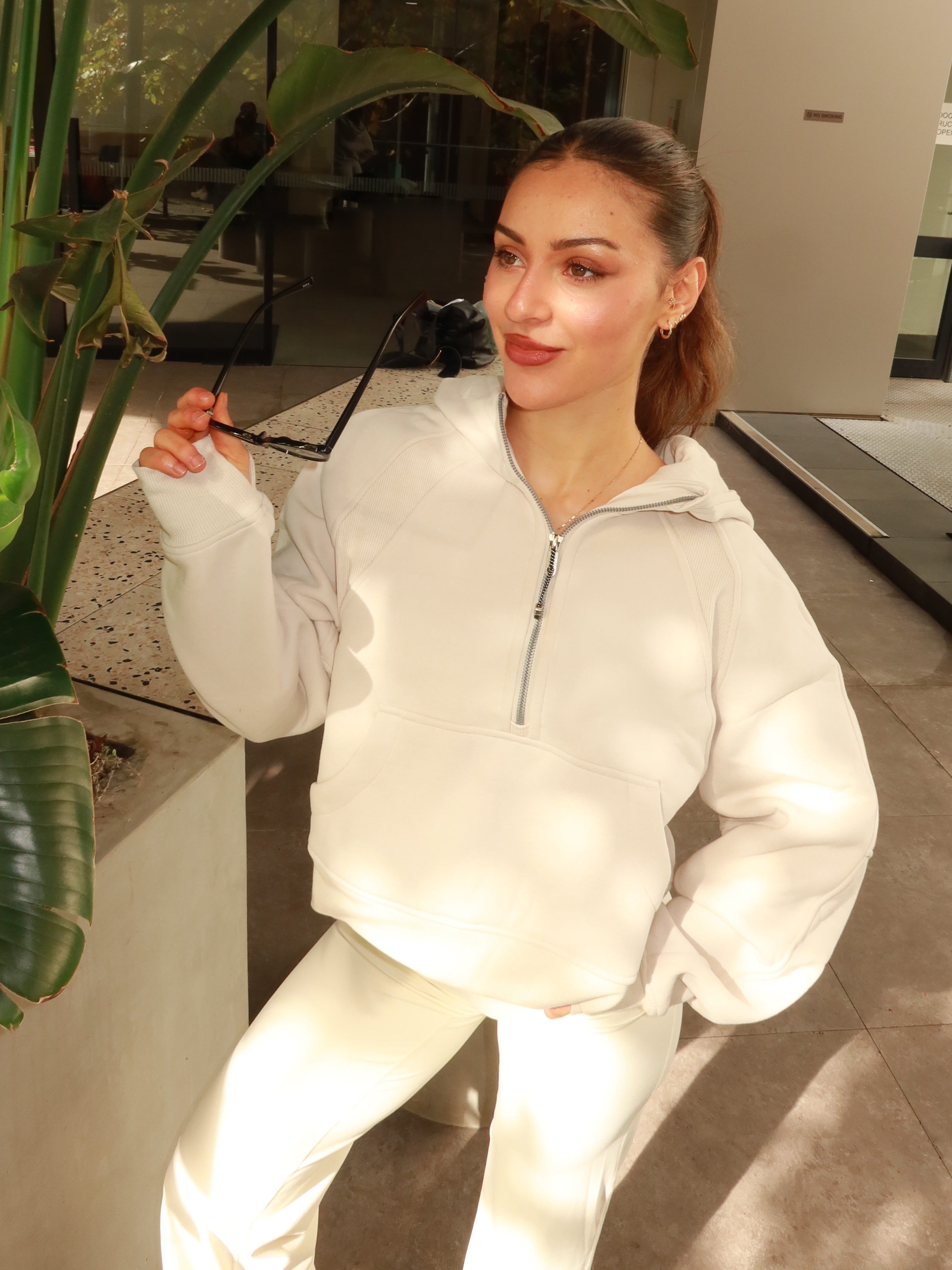 Essential Zip Up Hoodie- Vanilla