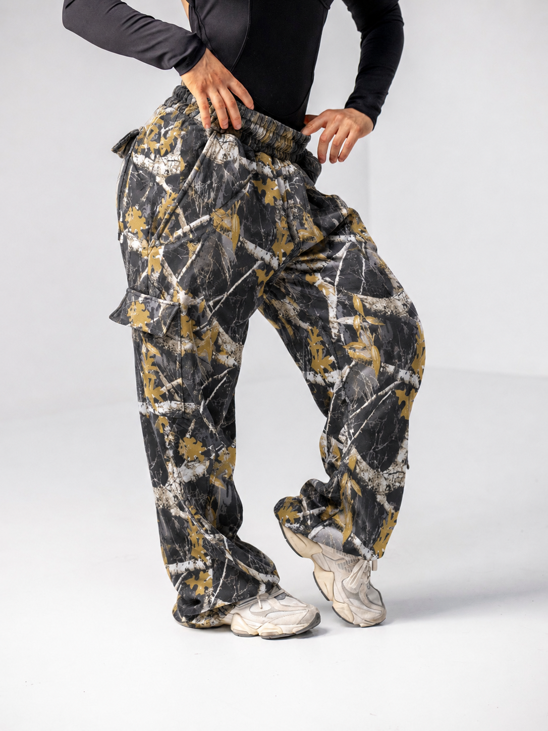 Pre- Order Contour Cargo Sweatpants - Black Camo