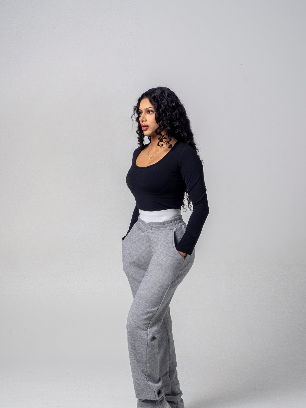 Double Waisted Cotton Flares - Marl