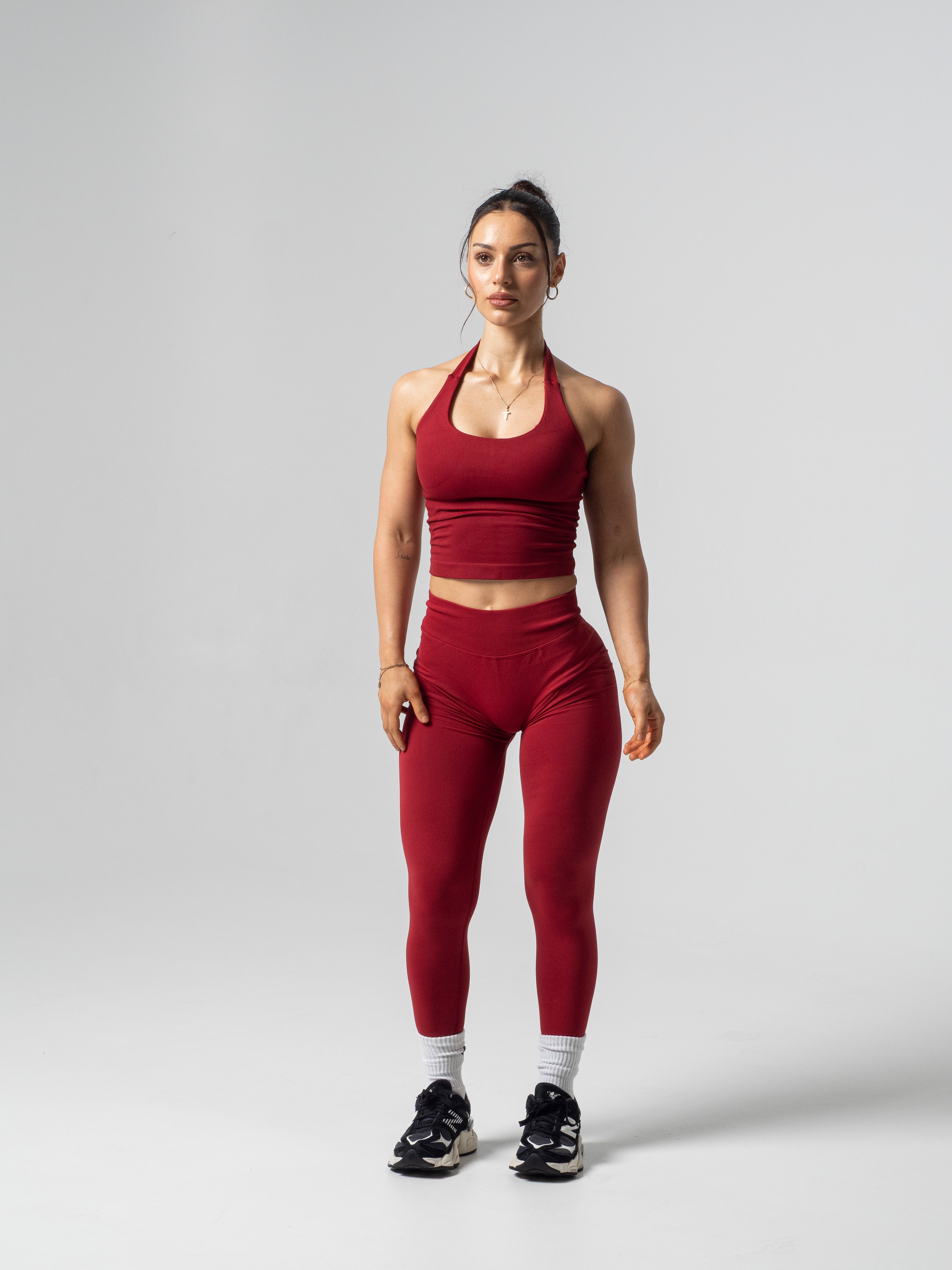 Accentuate Halter Tank - Burgundy