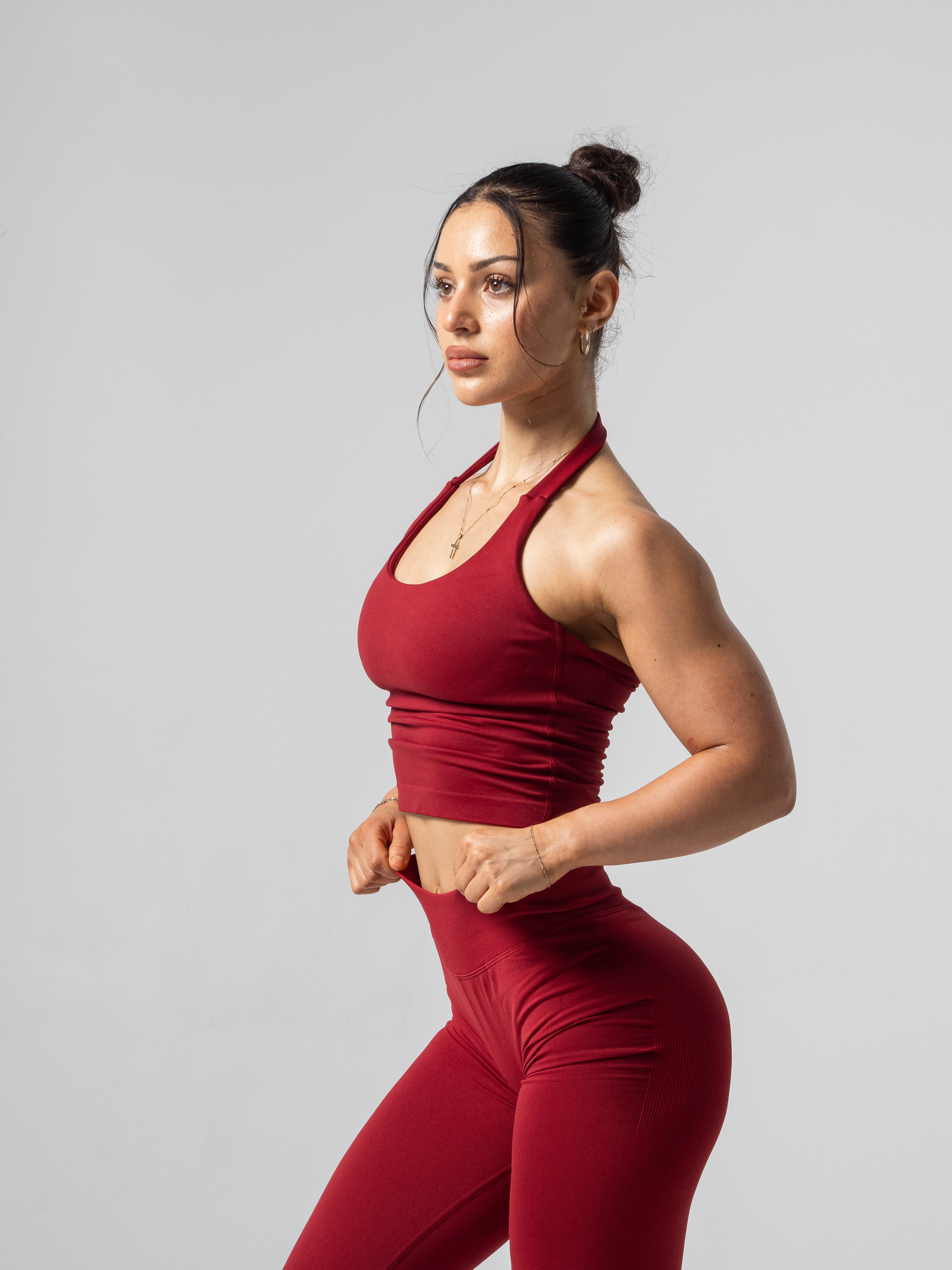 Accentuate Halter Tank - Burgundy