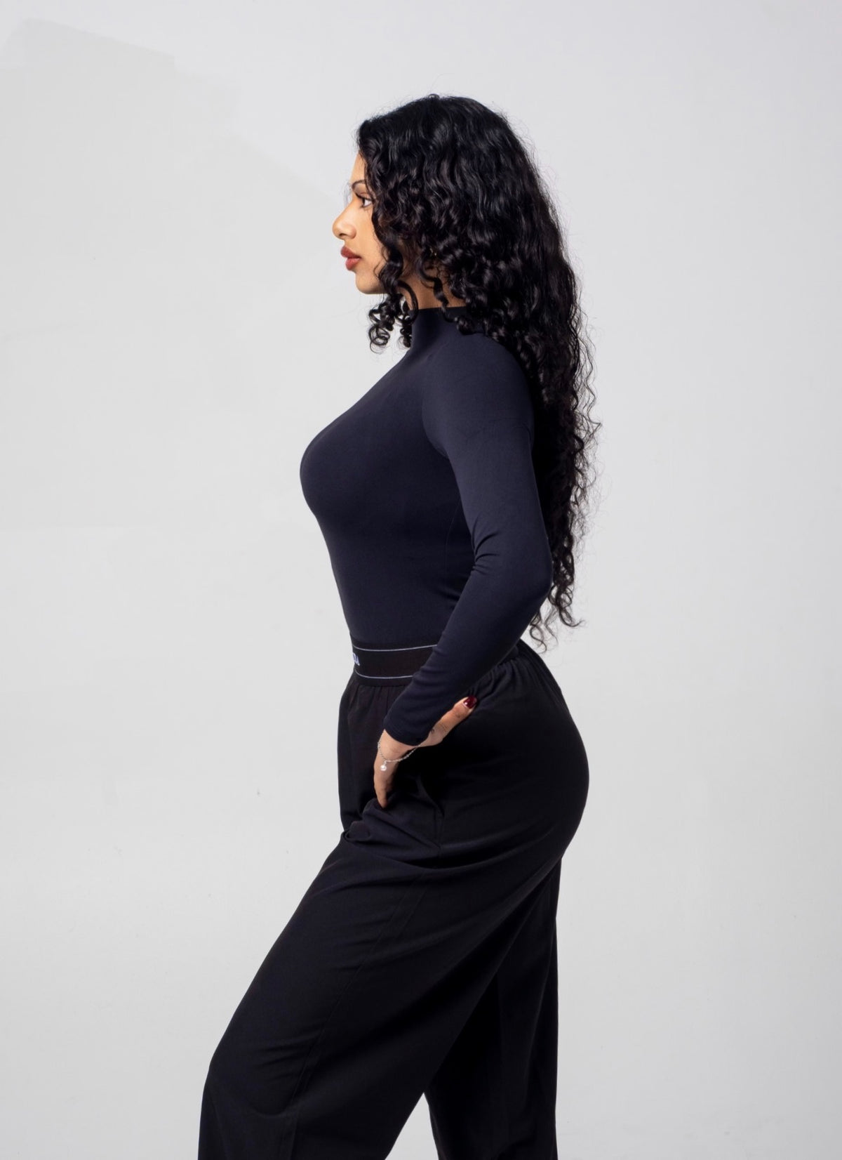 Aura Mock Neck Top - Midnight