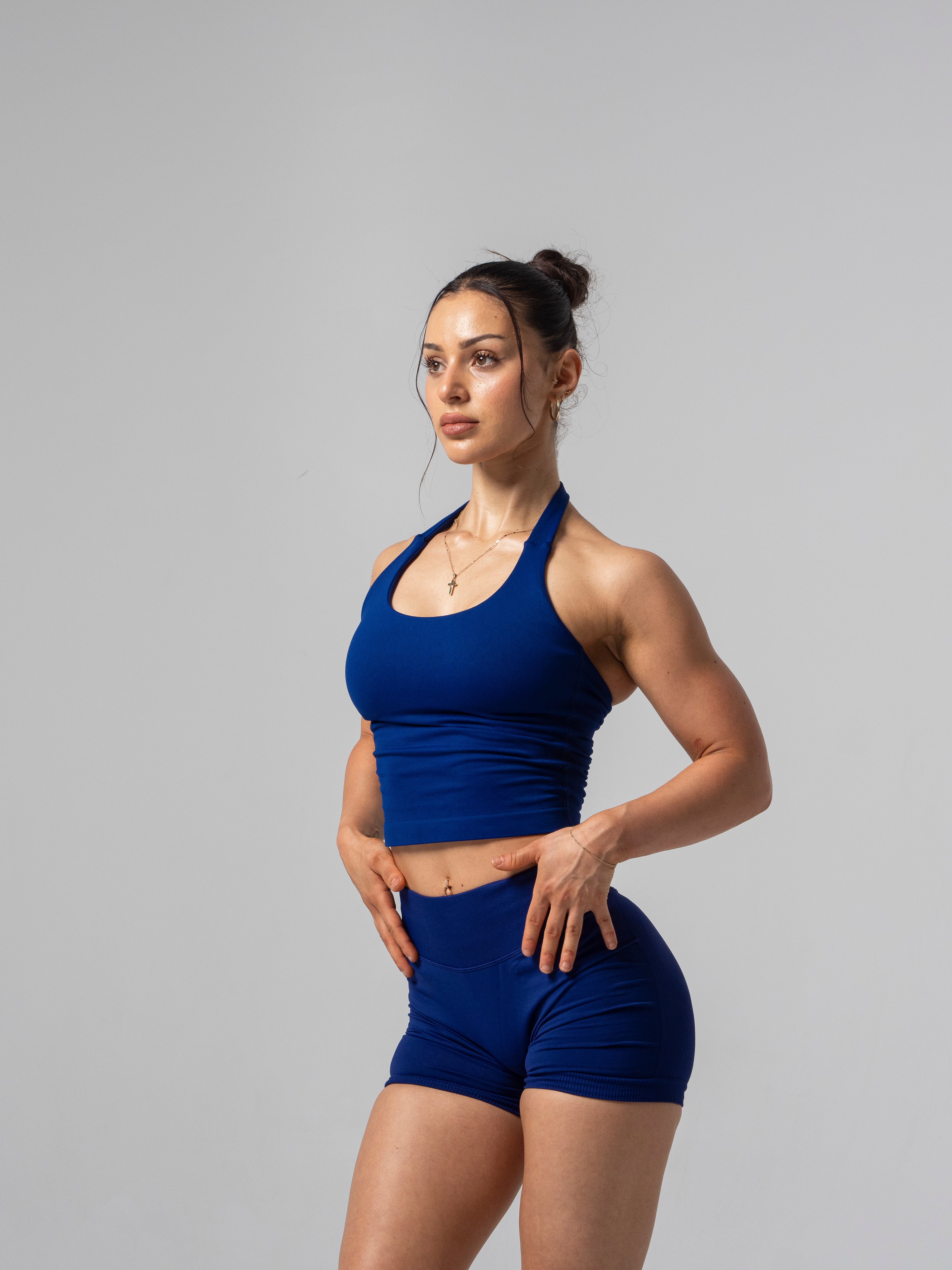 Accentuate Halter Tank - Navy