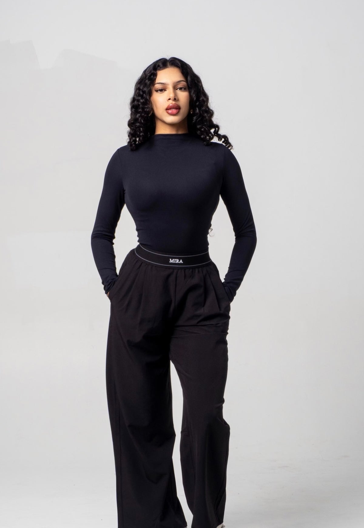 Aura Mock Neck Top - Midnight