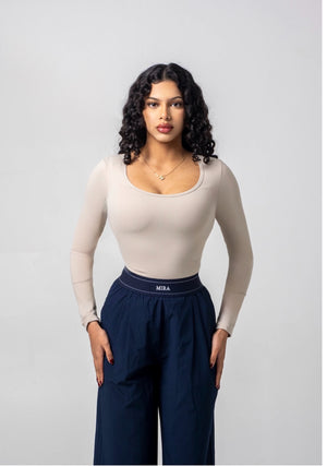 AURA Scoop Neck Top - Beige