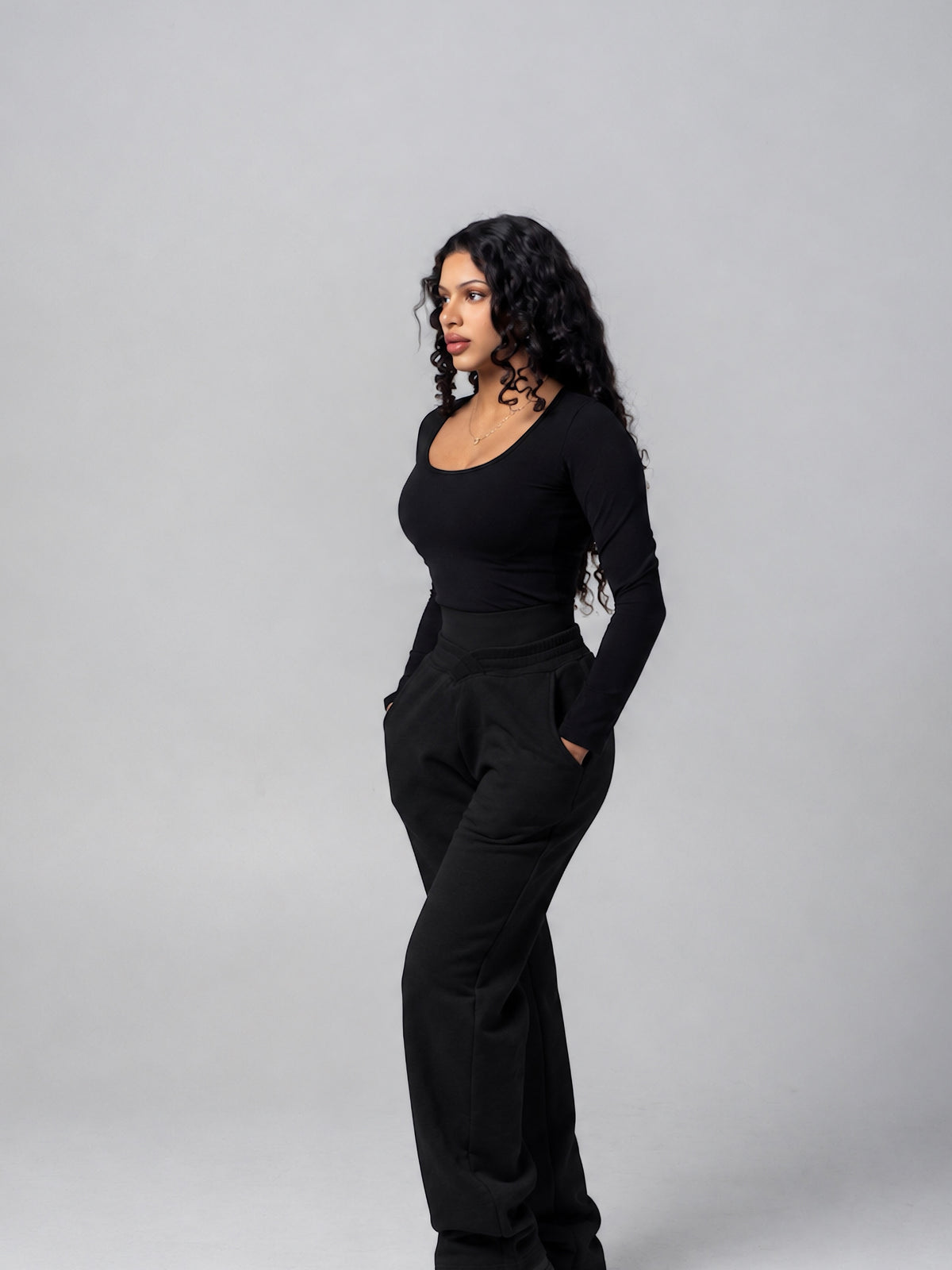Double Waisted Cotton Flares - Midnight