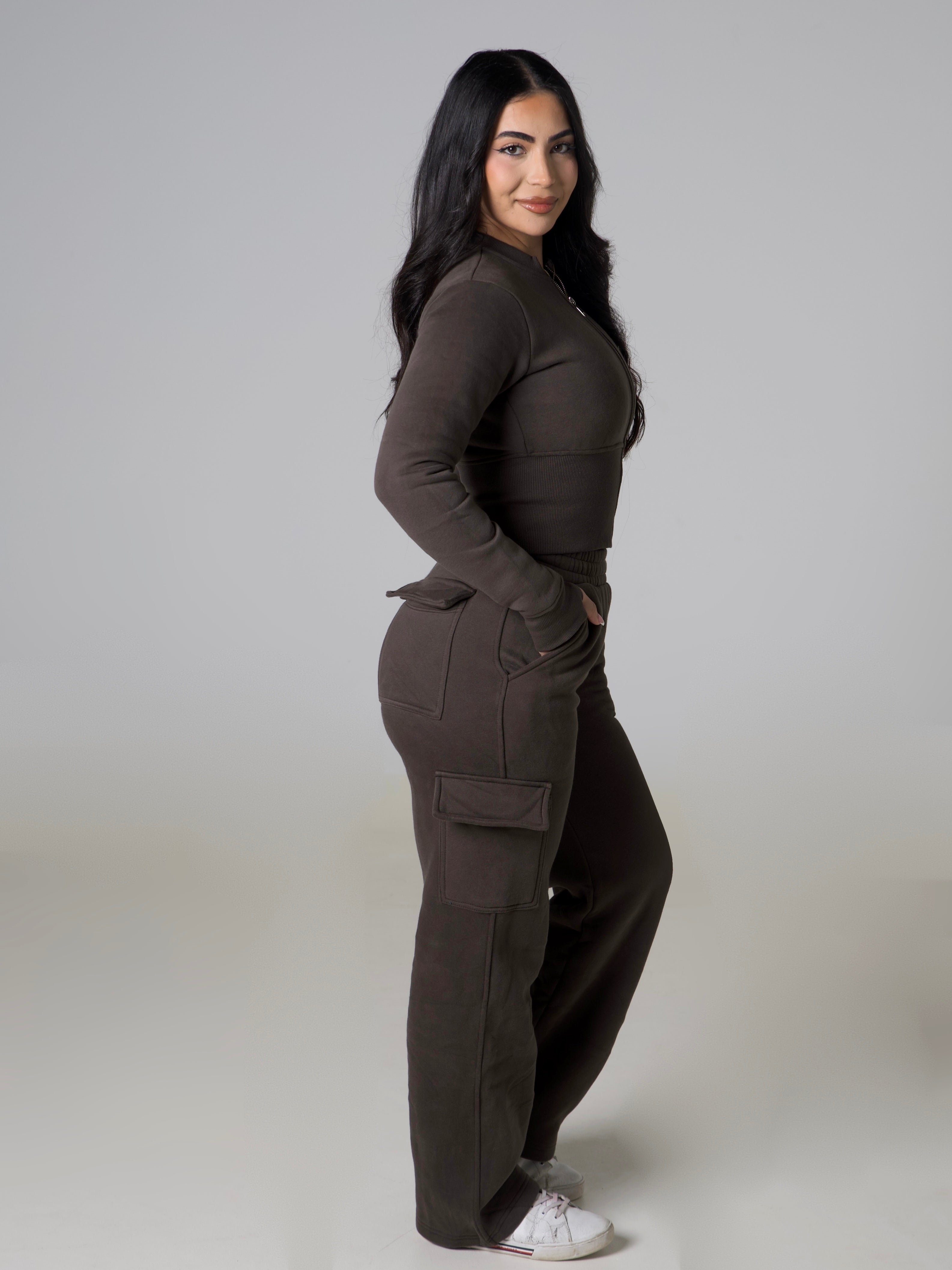 Contour Sculpt Zip Jacket - Dark Khaki
