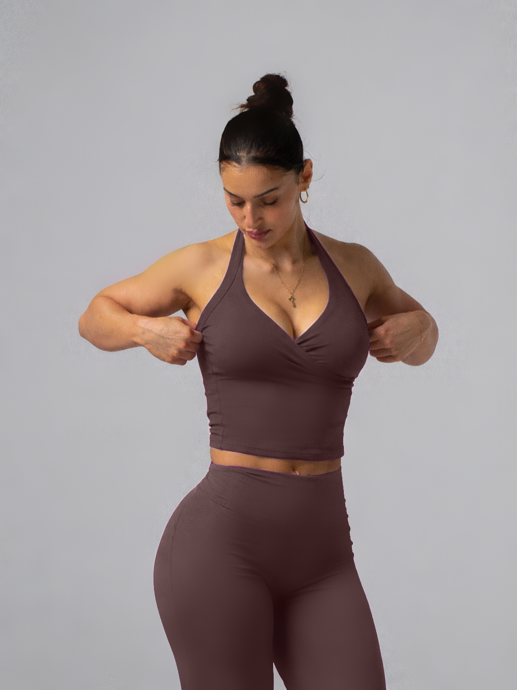Seamless Crossover Halter Top - Umber