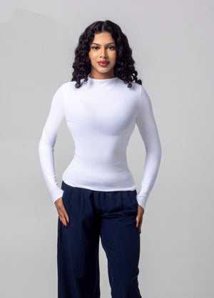 Aura Mock Neck Top - Snow