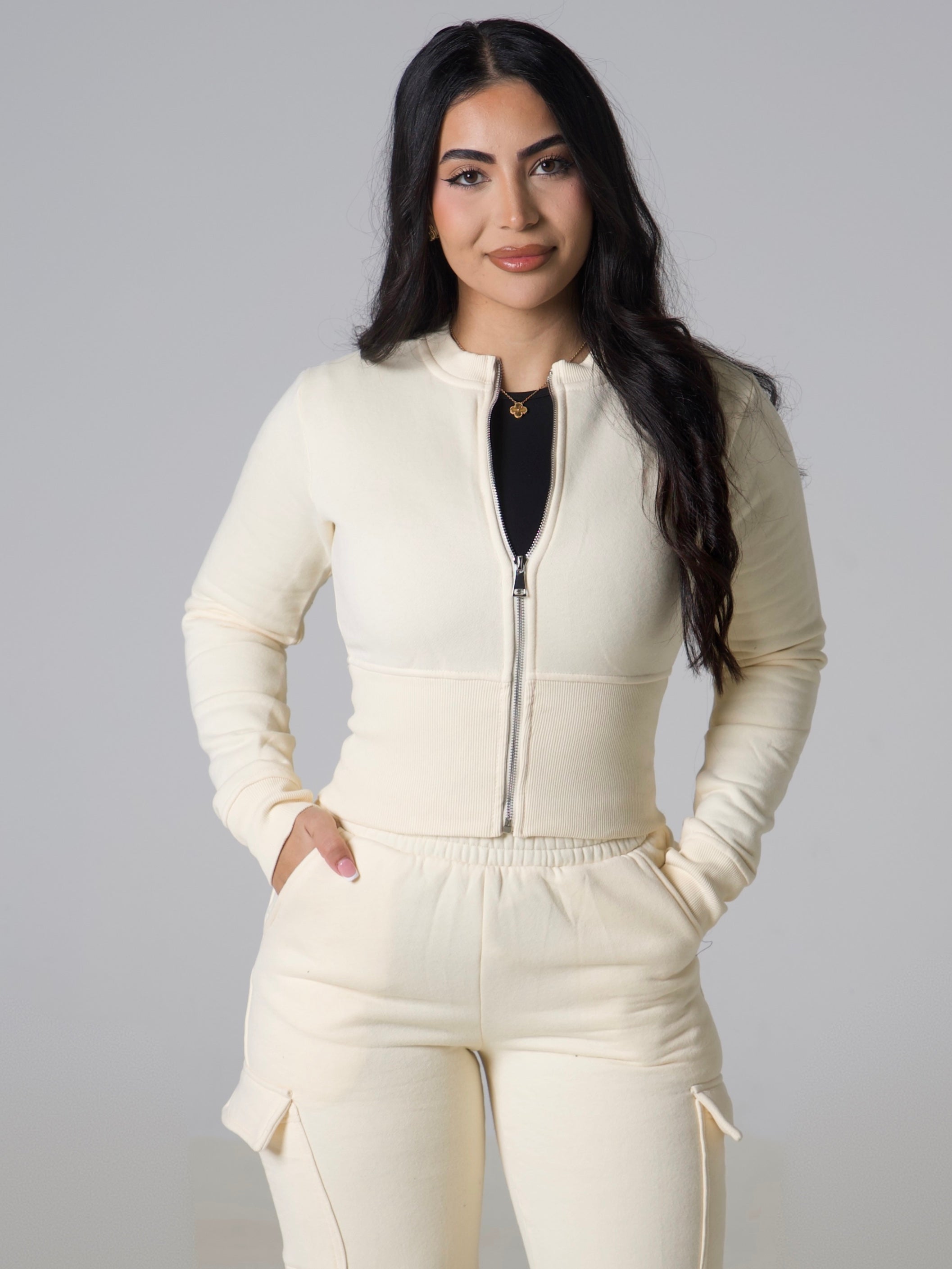Contour Sculpt Zip Jacket - Vanilla