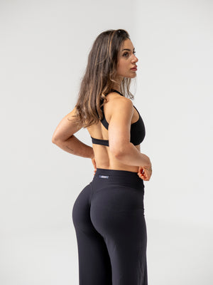 Seamless High Neck Open Back Bra- Midnight