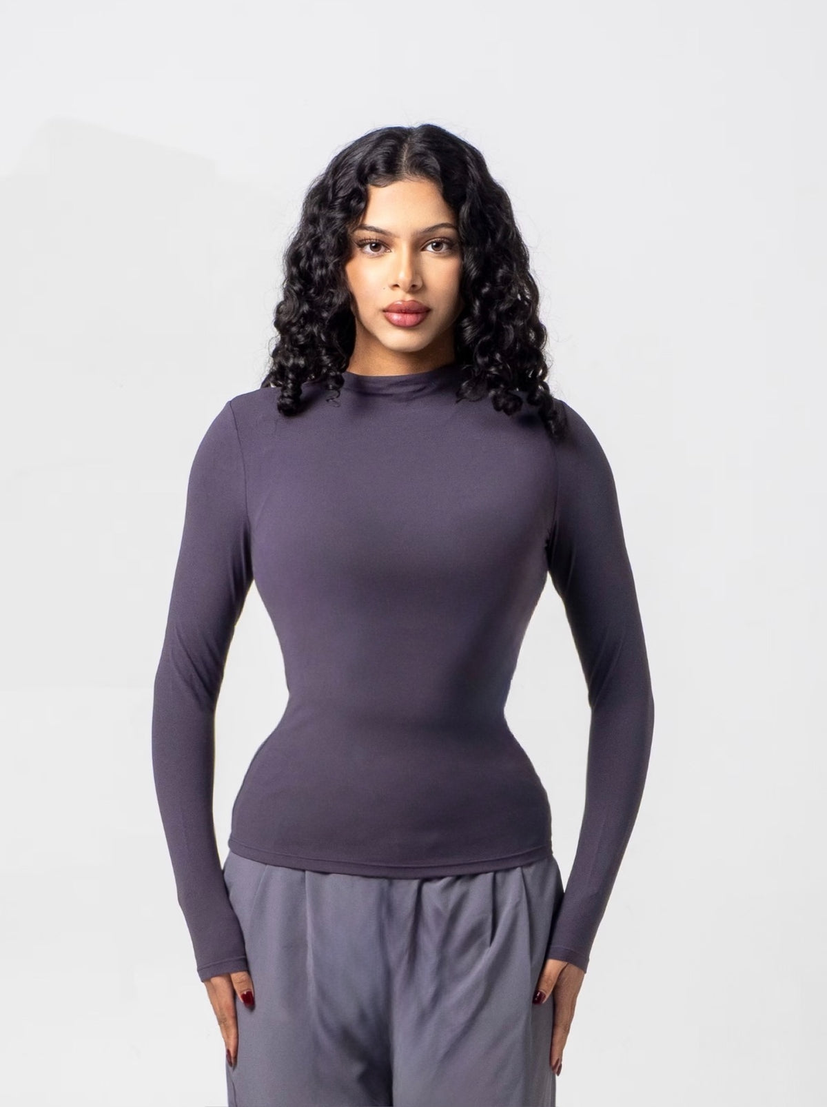 Aura Mock Neck Top - Slate