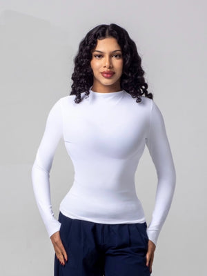 Aura Mock Neck Top - Snow