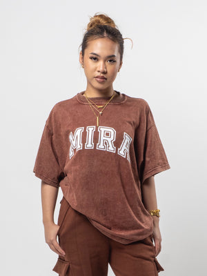 Oversized Contour Jersey Washed Tee - Light Washed Chocolate