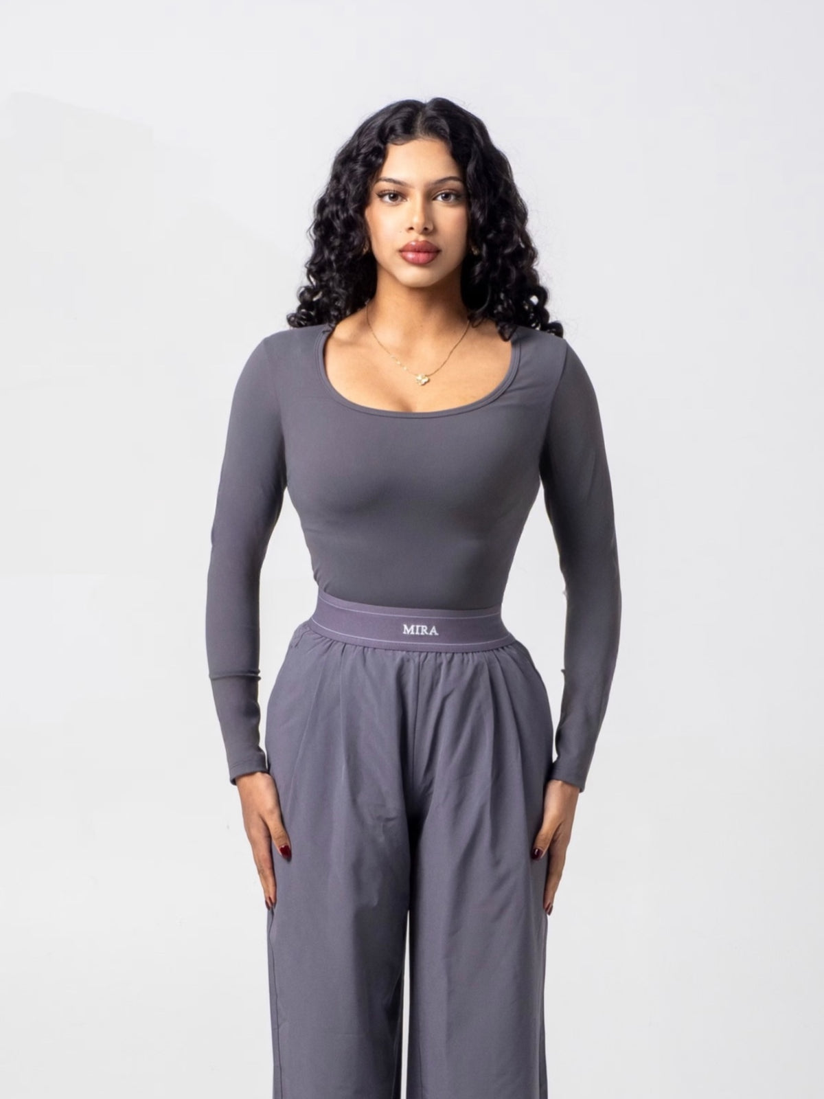 AURA Scoop Neck Top - Slate