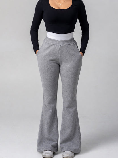 Double Waisted Cotton Flares - Marl