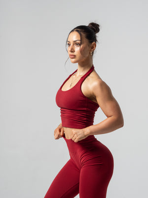 Accentuate Halter Tank - Burgundy
