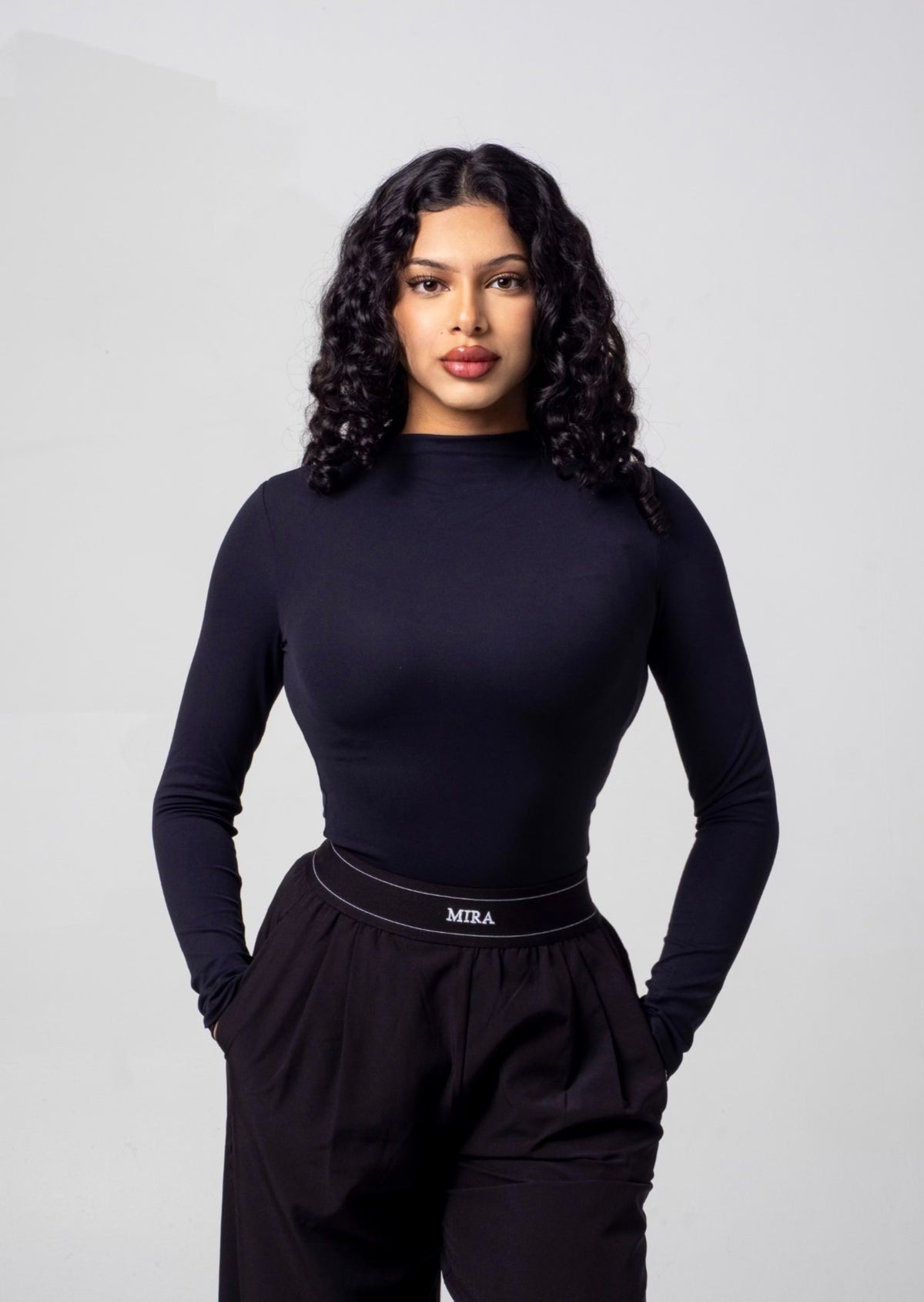 Aura Mock Neck Top - Midnight