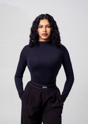 Aura Mock Neck Top - Midnight