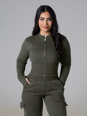 Contour Sculpt Zip Jacket - Khaki