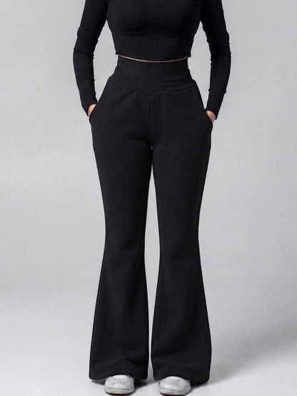 Double Waisted Cotton Flares - Midnight