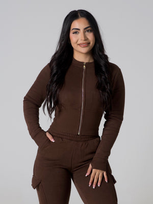Contour Sculpt Zip Jacket - Espresso