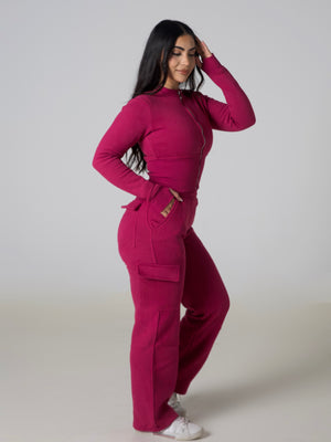 Contour Cargo Sweatpants - Berry