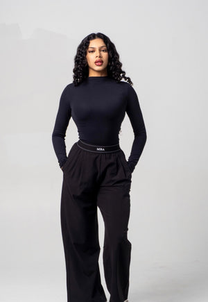 Aura Mock Neck Top - Midnight