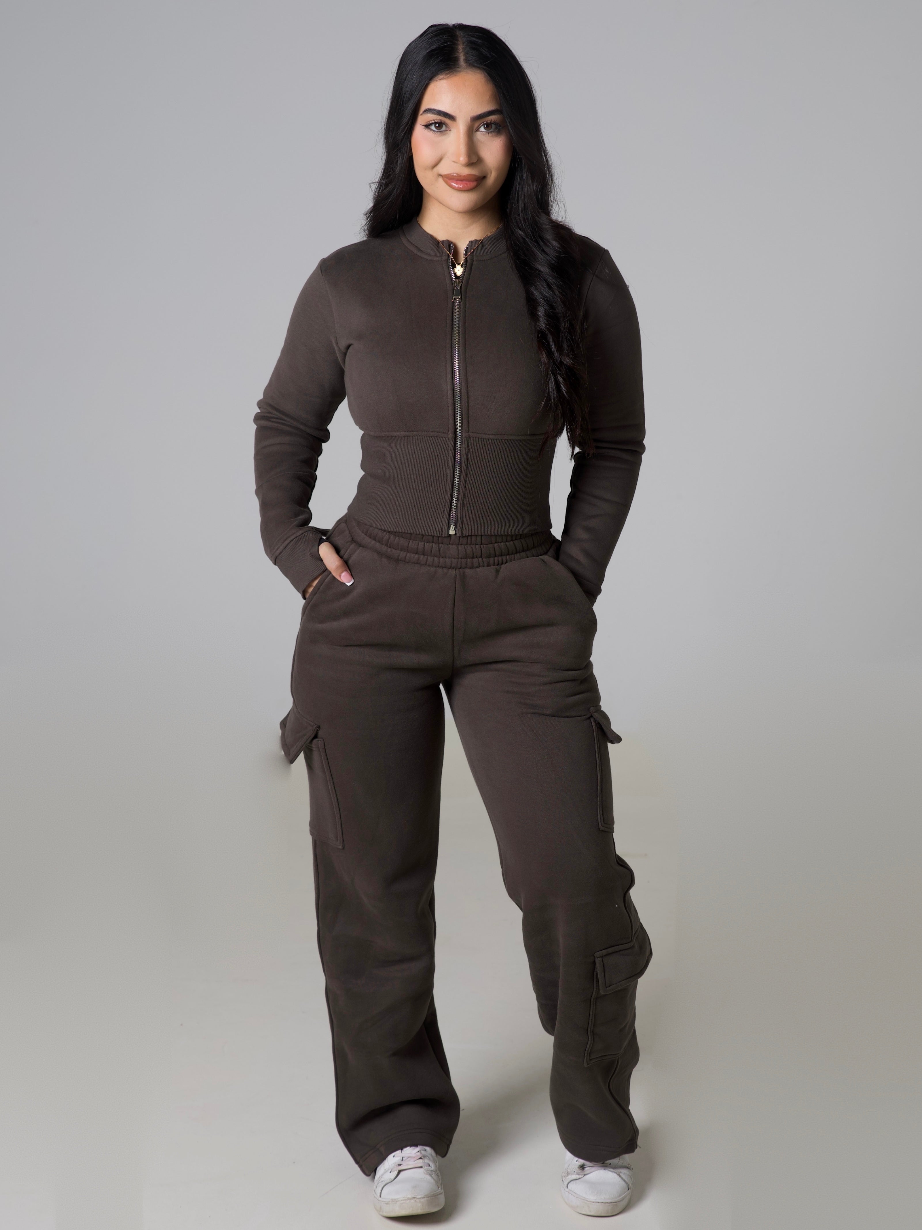 Contour Sculpt Zip Jacket - Dark Khaki