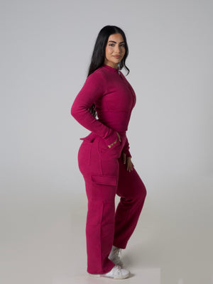 Contour Cargo Sweatpants - Berry