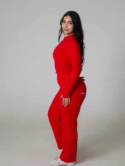 Contour Cargo Sweatpants - Crimson