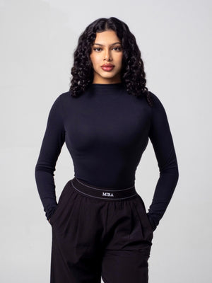 Aura Mock Neck Top - Midnight