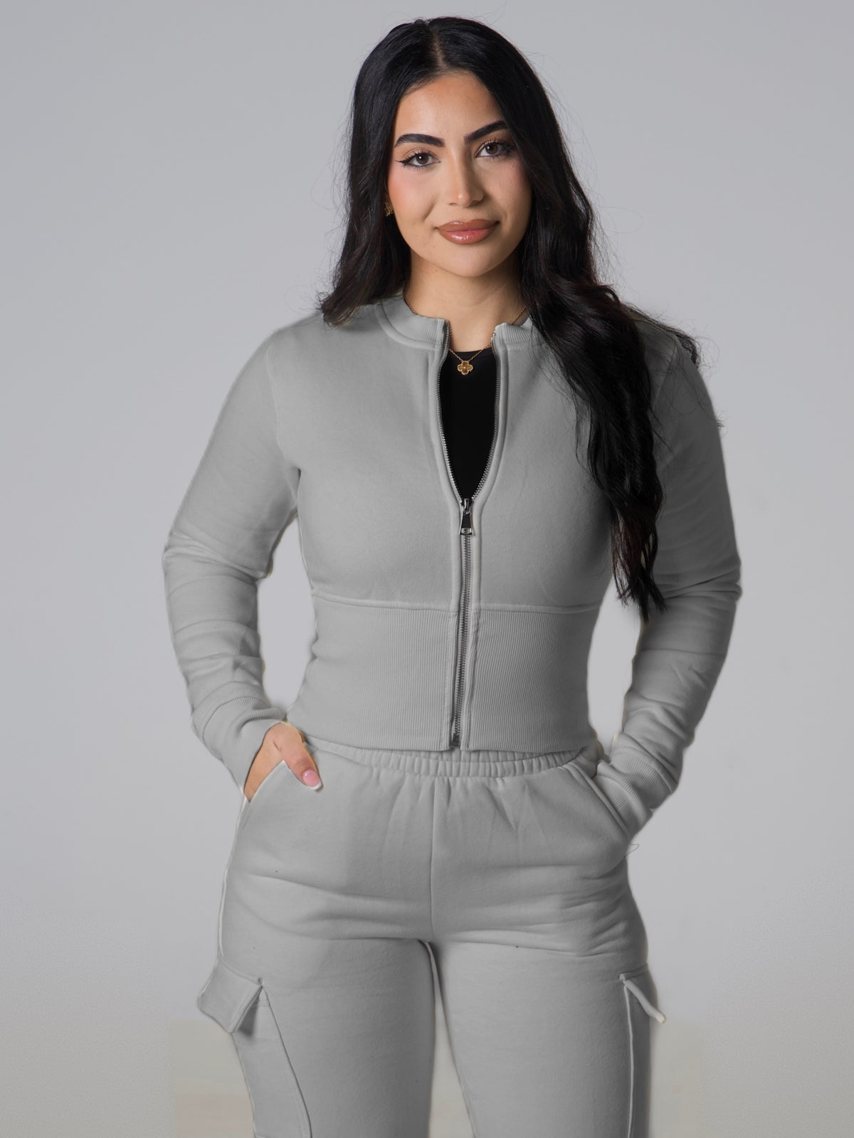 Contour Sculpt Zip Jacket - Ash