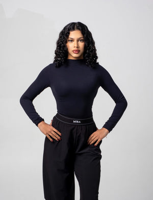 Aura Mock Neck Top - Midnight