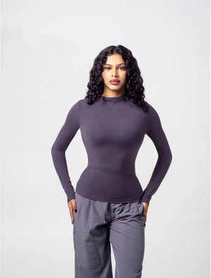 Aura Mock Neck Top - Slate