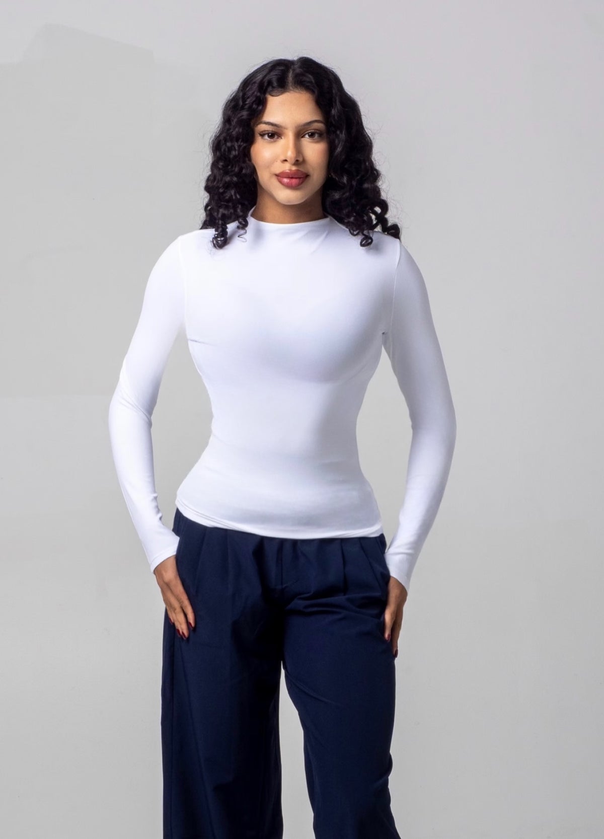 Aura Mock Neck Top - Snow