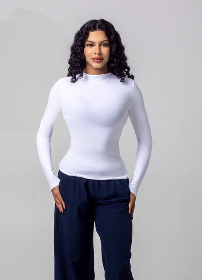 Aura Mock Neck Top - Snow