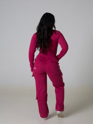 Contour Cargo Sweatpants - Berry