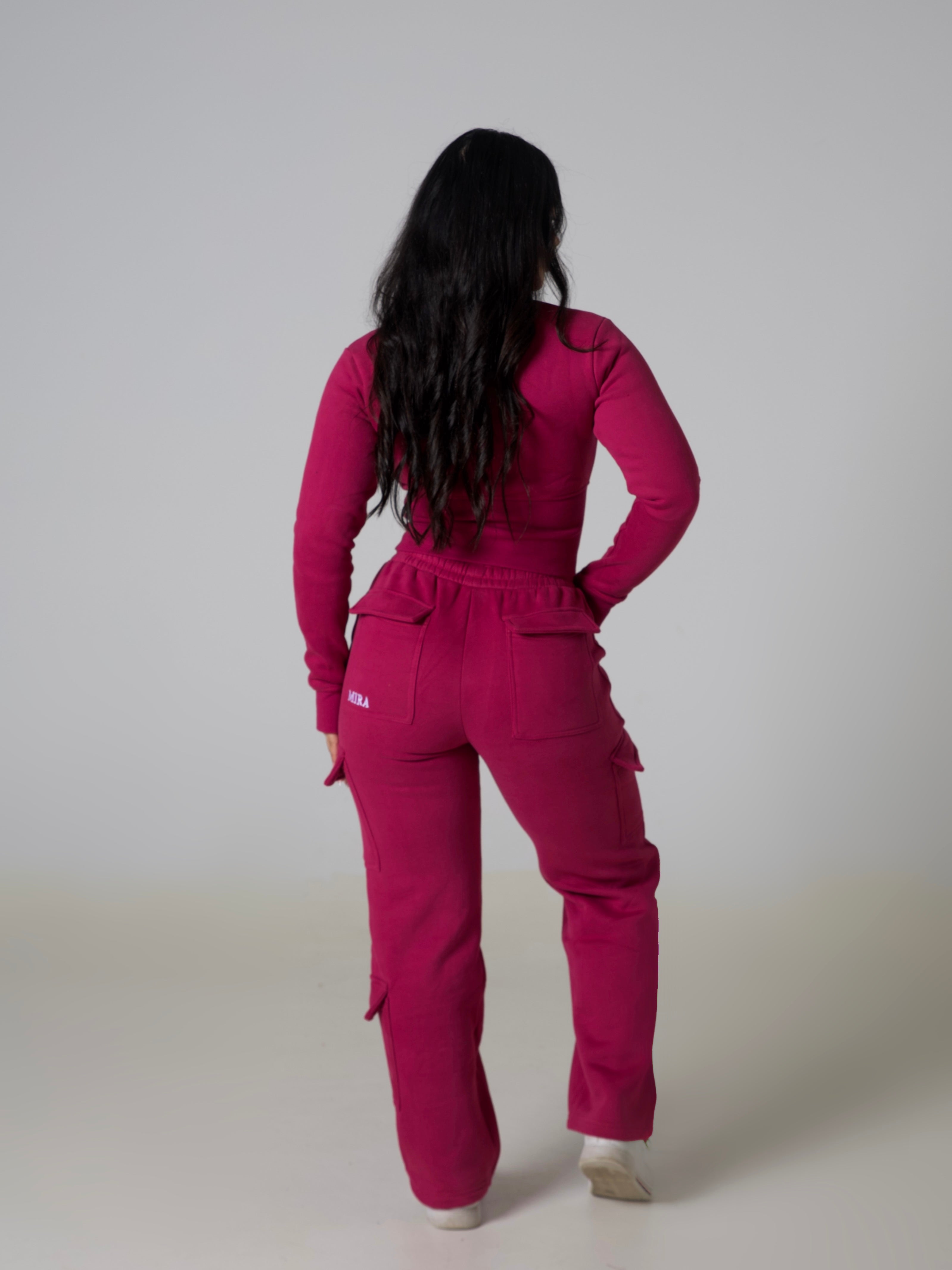 Contour Cargo Sweatpants - Berry