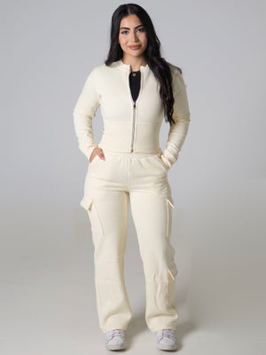 Contour Cargo Sweatpants - Vanilla